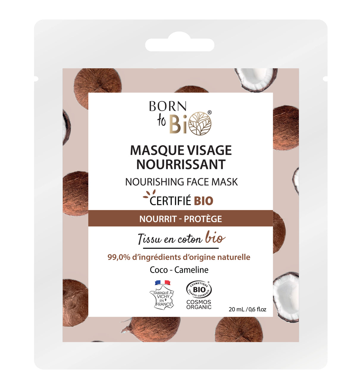 Masque visage Nourrissant en coton - Certifié Bio