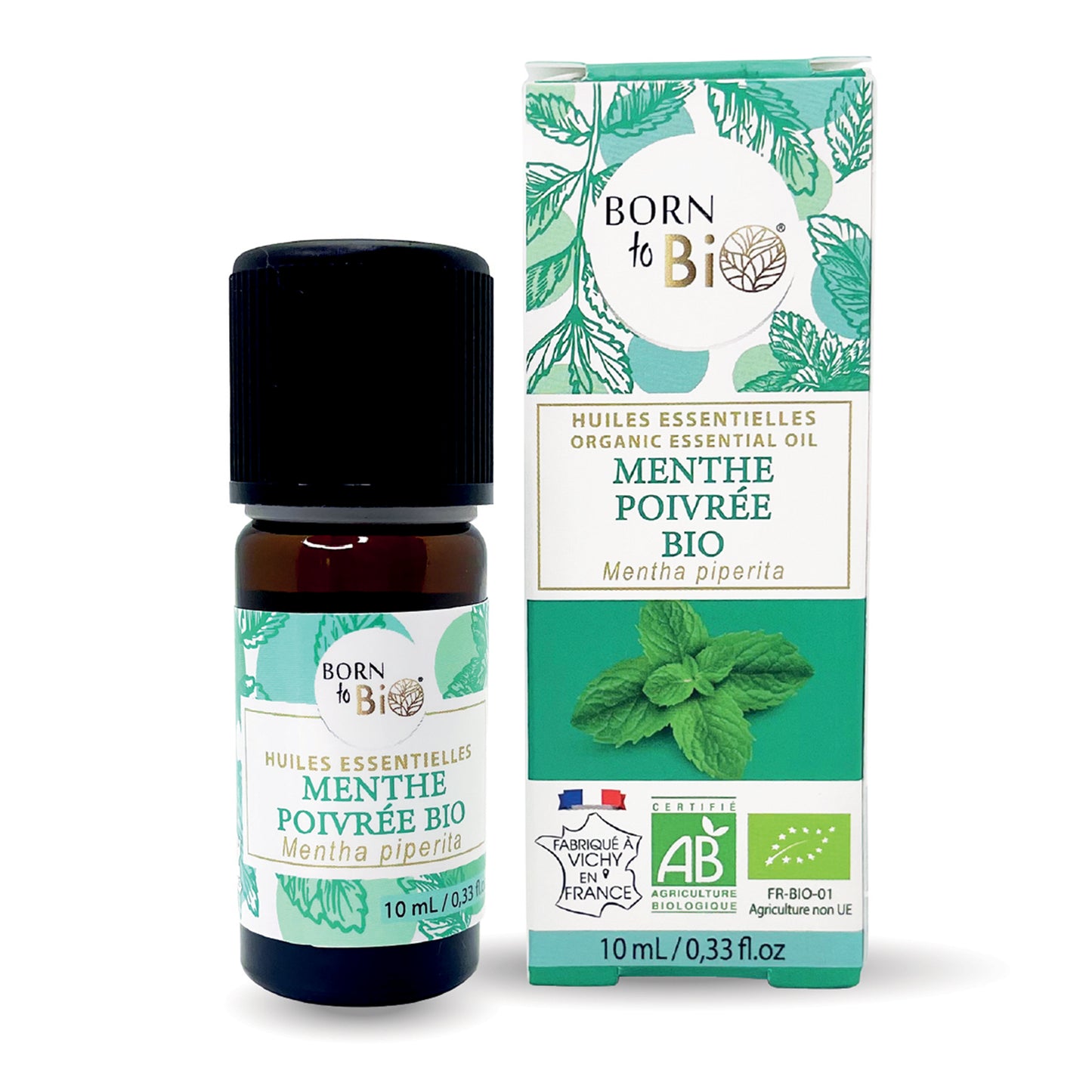Huile essentielle de Menthe poivrée bio, au parfum frais et intense, obtenue par distillation à la vapeur des parties aériennes. 