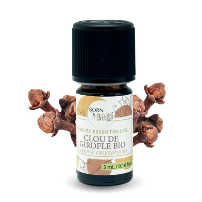 Huile essentielle de Clou de girofle bio, au parfum chaud et épicé, obtenue par distillation à la vapeur des boutons floraux.