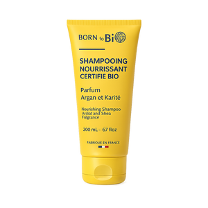 Tube de shampooing nourrissant certifié bio à l'argan et au karité