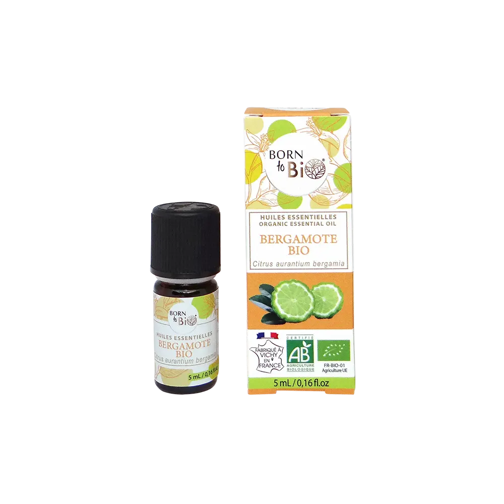 Huile essentielle de Bergamote bio, douce et fruitée, obtenue par pression à froid des zestes.