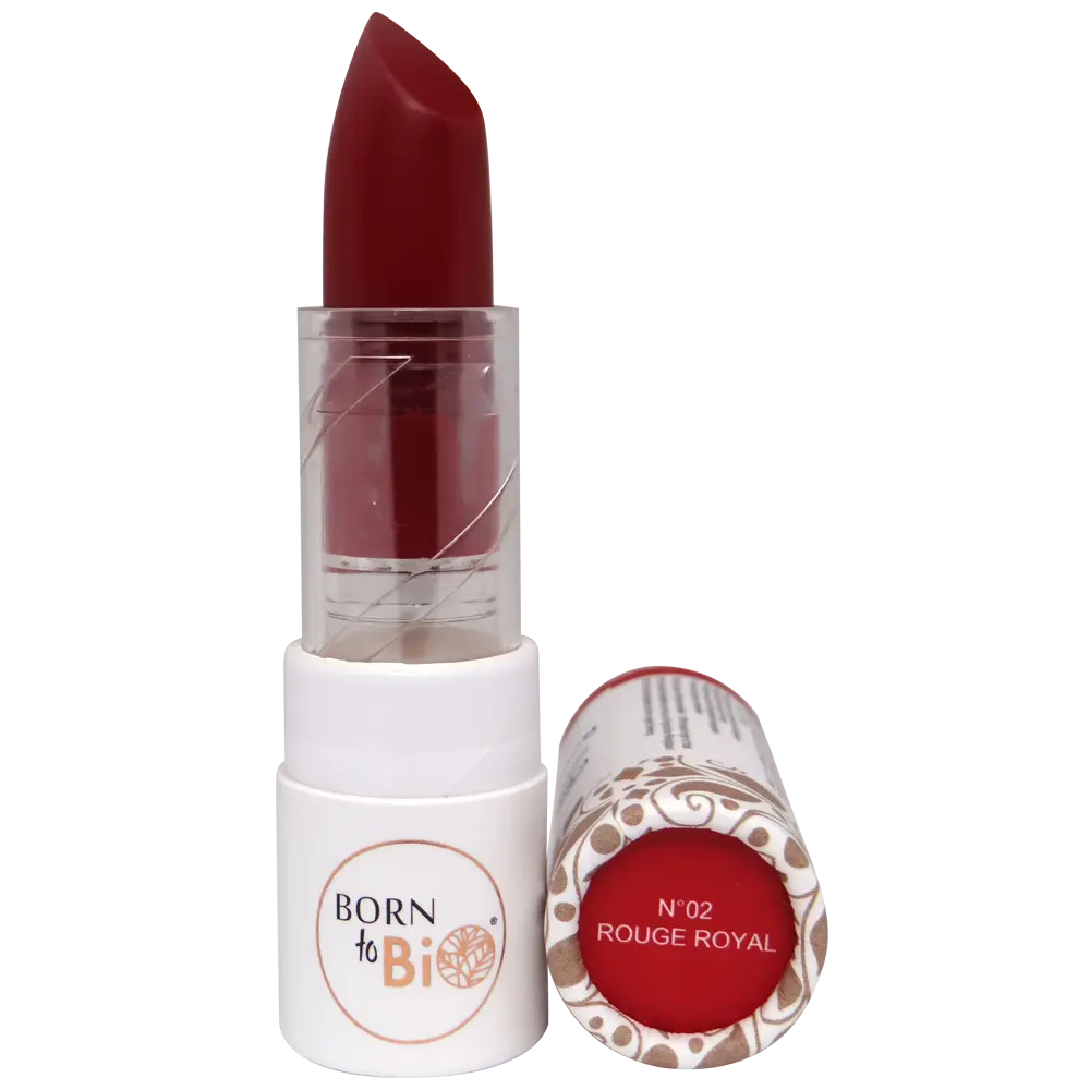 Born to Bio vous propose le Rouge Royal, un rouge à lèvres bio brillant pour des lèvres glamour et intemporelles. 